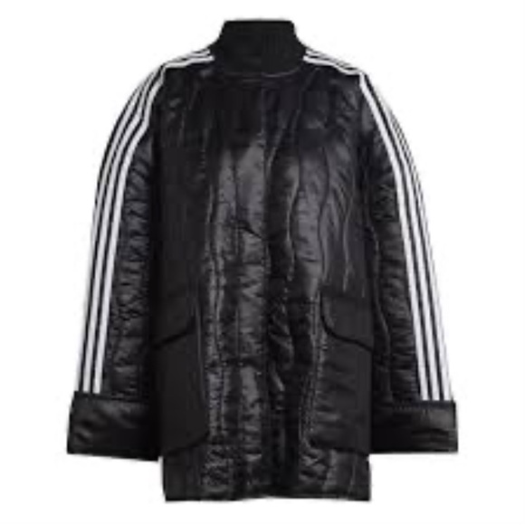 Nearly new lightweight adidas Black Puffer Jacket with White Stripes. - Picture 2 of 6